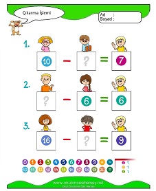 Çıkarma İşlemi Çalışma Sayfaları